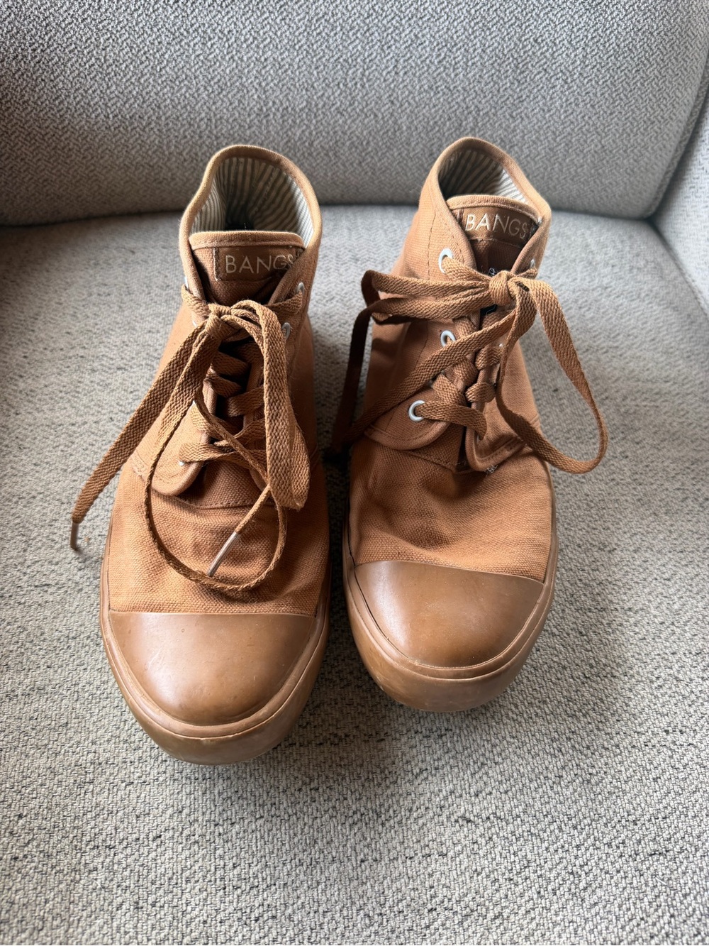 Bangs Women's High-Top Canvas Sneakers in Tan